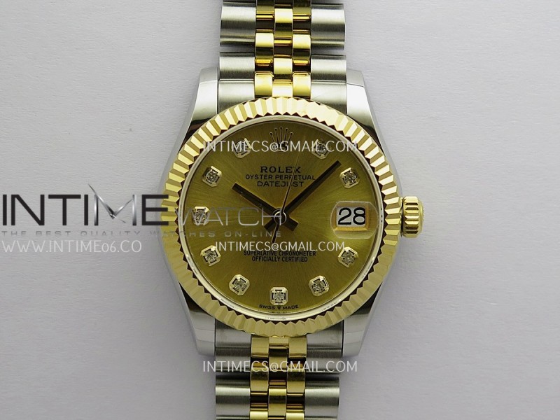 DateJust 31mm SS/YG XRF Best Edition Gold Dial Diamond Marker On SS/YG Jubilee Bracelet A2236