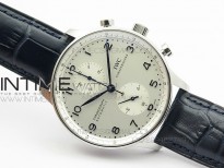 Portuguese IW371446 ZF V2 1:1 Best Edition SS White Dial Blue Markers on Blue Leather Strap A79350