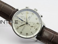 Portuguese IW371445 ZF V2 1:1 Best Edition SS White Dial RG Markers on Brown Leather Strap A79350 (Slim Movement)
