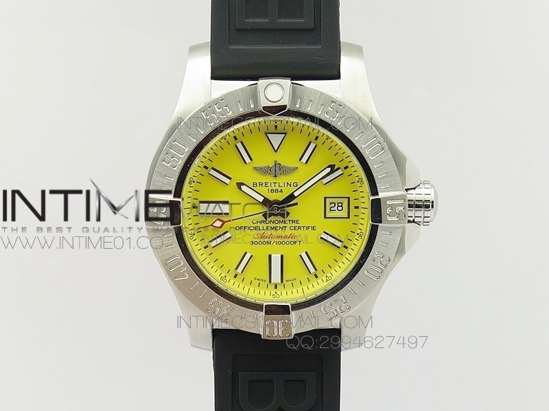 Seawolf SS 1:1 Best Edition SuperLumed Yellow Dial Sticks Markers on Rubber Strap A2824(Super Thick Crystal)