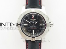 Seawolf SS 1:1 Best Edition SuperLumed Black Dial Number Markers on Black Leather Strap A2824(Super Thick Crystal)
