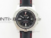 Seawolf SS 1:1 Best Edition SuperLumed Black Dial Number Markers on Black Leather Strap A2824(Super Thick Crystal)