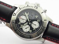 SuperOcan SteelFish SS Black Dial on Black Leather Strap A7750