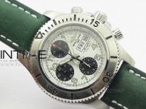 SuperOcan SteelFish SS White Dial on Green Leather Strap A7750