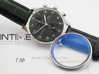 Portuguese IW371447 ZF V3 1:1 Best Edition SS Black dial on Black Leather Strap A79350 (Slim Movement)