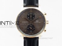Portuguese IW371482 ZF V3 1:1 Best Edition RG Gray dial on Black Leather Strap A79350 (Slim Movement)