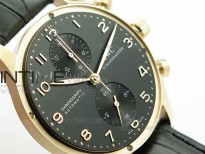 Portuguese IW371482 ZF V3 1:1 Best Edition RG Black dial on Black Leather Strap A79350 (Slim Movement)