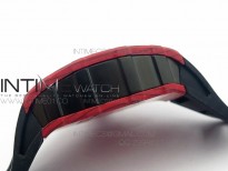 RM 035-2 Red Forge Carbon Black Inner Bezel Skeleton Dial on Black Rubber Strap MIYOTA9015