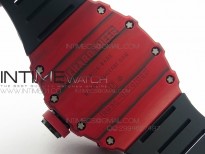 RM 035-2 Red Forge Carbon Black Inner Bezel Skeleton Dial on Black Rubber Strap MIYOTA9015