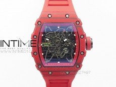 RM 035-2 Red Forged Carbon Red Inner Bezel Skeleton Dial on Red Rubber Strap MIYOTA9015