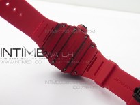 RM 035-2 Red Forged Carbon Red Inner Bezel Skeleton Dial on Red Rubber Strap MIYOTA9015
