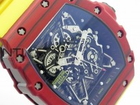 RM 035-2 Red Forged Carbon Black Inner Bezel Skeleton Dial on Yellow Rubber Strap MIYOTA9015