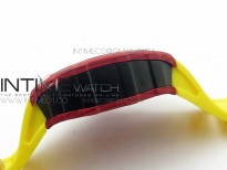 RM 035-2 Red Forged Carbon Black Inner Bezel Skeleton Dial on Yellow Rubber Strap MIYOTA9015