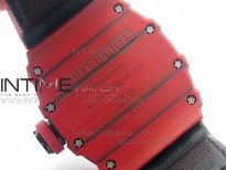 RM 035-2 Red Forged Carbon Black Inner Bezel Skeleton Dial on Red Nylon Strap MIYOTA9015