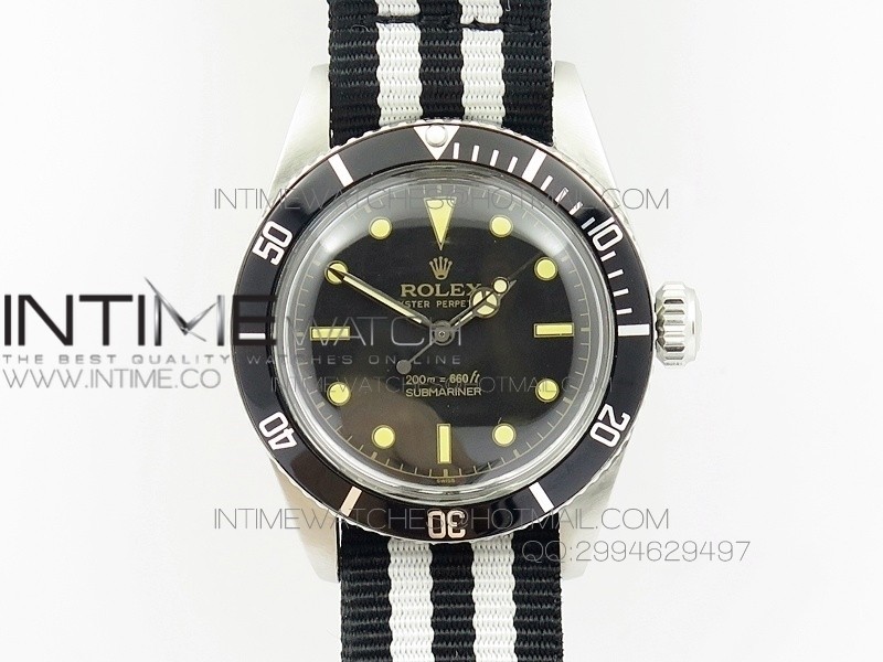Vintage Submariner No Date 200m 660ft SS On Nylon Strap A2836