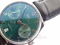 PORTUGUESE REAL PR SS IW500708 Green DIAL V4 ZF 1:1 BEST EDITION ON BLACK LEATHER STRAP A52010