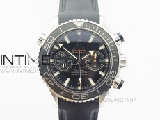 Planet Ocean Master Chronometer Chrono SS OM 1:1 Best Edition Black Dial on Black Orange Strap A9300