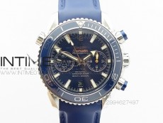 Planet Ocean Master Chronometer Chrono SS OM 1:1 Best Edition Blue Dial on Blue Rubber Strap A9300