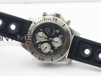 SuperOcan SteelFish SS Black Dial on Black Rubber Strap A7750