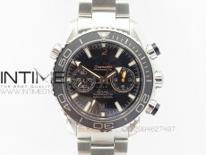 Planet Ocean Master Chronometer Chrono SS OM 1:1 Best Edition Black Dial Silver Numeral on SS Bracelet A9300