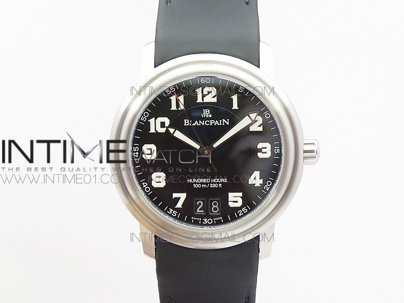 LEMAN 2850B SS 1:1 Best Edition Black Dial Numeral Markers on Black Rubber Strap Cal.6950