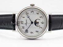 BG 9087BB Moonphase SS 1:1 Best Edition White Dial on Black Leather Strap Cal.770