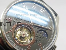 Portuguese Tourbillon SS AXF Gray Dial Gold Numbers moonphase on Black Leather Strap