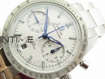Speedmaster '57 Co-Axial OMF 1:1 Best Edition White Dial Blue Markers on SS Bracelet A9300 (Free Leather Strap)