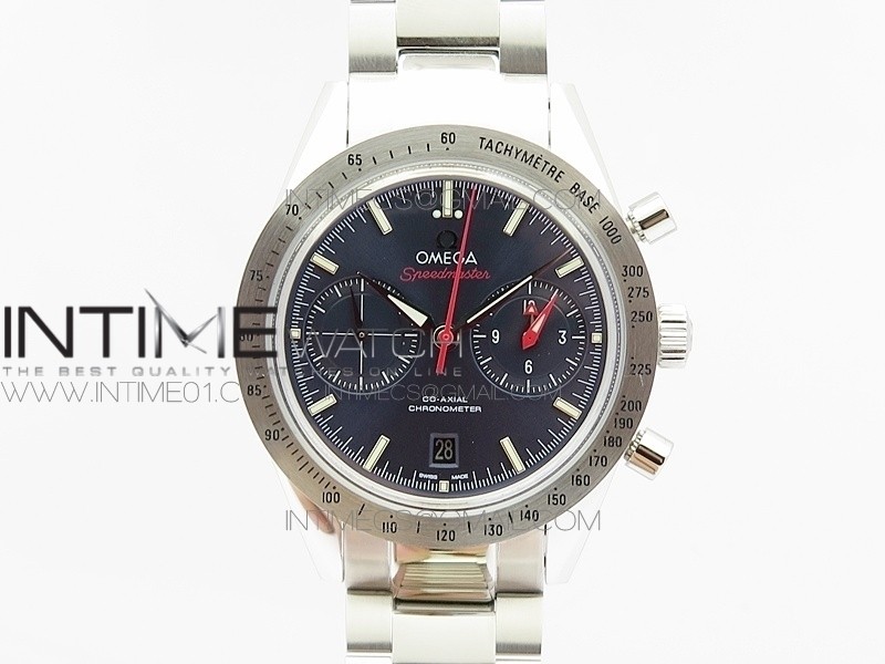 Speedmaster '57 Co-Axial OMF 1:1 Best Edition Blue Dial White Markers on SS Bracelet A9300