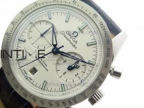 Speedmaster '57 Co-Axial OMF 1:1 Best Edition white Dial Blue markers on Blue Leather Strap A9300 (Free the leather strap)