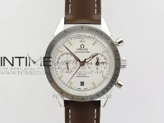 Speedmaster '57 Co-Axial OMF 1:1 Best Edition White Dial RG Markers on Brown Leather Strap A9300 (Free the leather strap)