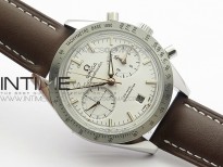 Speedmaster '57 Co-Axial OMF 1:1 Best Edition White Dial RG Markers on Brown Leather Strap A9300 (Free the leather strap)