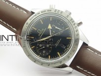 Speedmaster '57 Co-Axial OMF 1:1 Best Edition Black Dial Brown Markers on Brown Leather Strap A9300 (Free the leather strap)