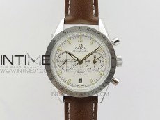 Speedmaster '57 Co-Axial OMF 1:1 Best Edition White Dial YG Markers on Brown Leather Strap A9300 (Free the leather strap)