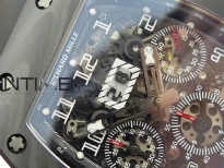 RM011 NTPT Carbon Case Chronograph KVF 1:1 Best Edition Crystal Skeleton Dial White on Black Rubber Strap A7750