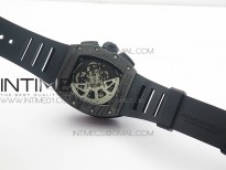 RM011 NTPT Carbon Case Chronograph KVF 1:1 Best Edition Crystal Skeleton Dial White on Black Rubber Strap A7750
