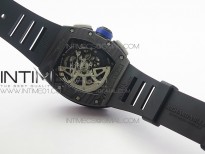 RM011 NTPT Lotus F1 Team Carbon Case Chronograph KVF 1:1 Best Edition Crystal Skeleton Dial Red on Black Rubber Strap A7750