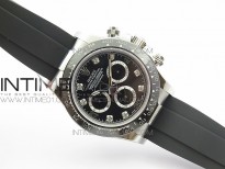 Daytona 116519LN JH Best Black dial crystal markers On Rubber Strap A4130 (Free XS rubber strap)