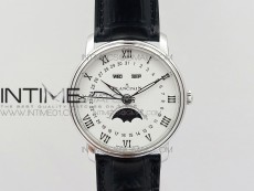 Villeret 6654 SS Complicated Function OMF 1:1 Best Edition White Dial on Leather Strap A6654