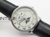 Villeret 6654 SS Complicated Function OMF 1:1 Best Edition White Dial on Leather Strap A6654