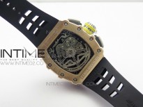 RM011 RG Chronograph SS Case KVF 1:1 Best Edition Crystal Skeleton Dial on Black Rubber Strap A7750