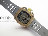 RM011 RG Chronograph SS Case KVF 1:1 Best Edition Crystal Skeleton Dial on Gray Rubber Strap A7750
