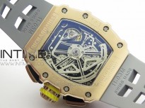 RM011 RG Chronograph RG Case KVF 1:1 Best Edition Crystal Skeleton Dial on Gray Rubber Strap A7750
