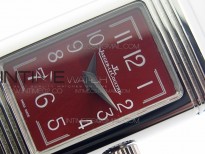Reverso Ultra Thin Duoface SS SWF Red Dial on Line Red Leather Strap Ronda Quartz