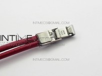 Reverso Ultra Thin Duoface SS SWF Red Dial on Line Red Leather Strap Ronda Quartz