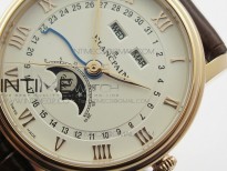 Villeret 6654 RG Complicated Function OMF 1:1 Best Edition White Dial on Brown Leather Strap A6654