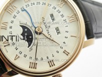 Villeret 6654 RG Complicated Function OMF 1:1 Best Edition White Texture Dial on Black Leather Strap A6654