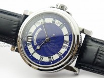 Marine 5222 SS HGF 1:1 Best Edition Blue Dial On black Leather Strap Asian Cal.517GG(Free rubber strap)