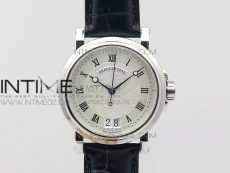 Marine 5222 SS HGF 1:1 Best Edition White Dial On black Leather Strap Asian Cal.517GG (Free rubber strap)