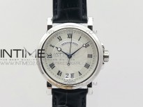 Marine 5222 SS HGF 1:1 Best Edition White Dial On black Leather Strap Asian Cal.517GG (Free rubber strap)